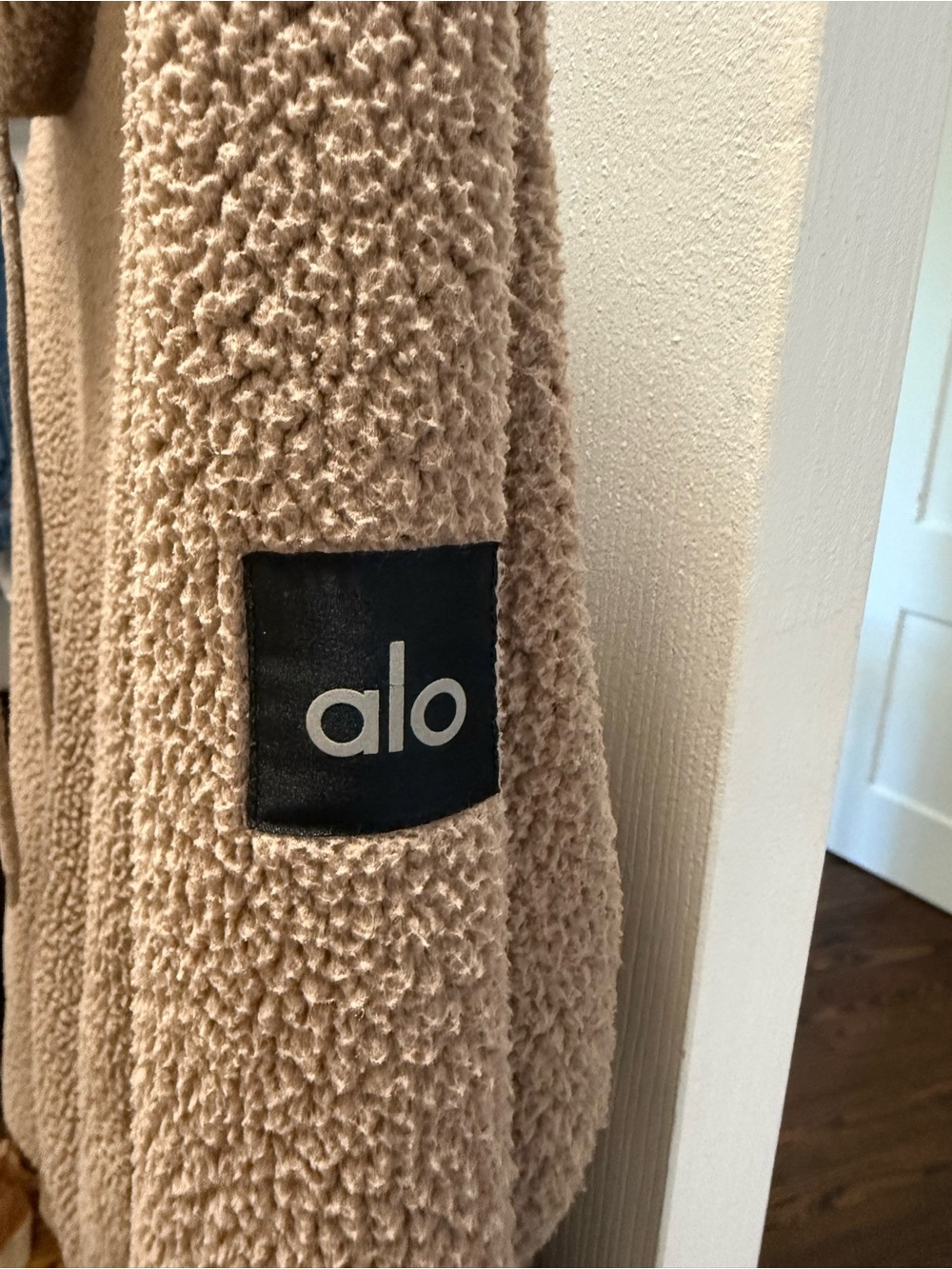 ALO Yoga Sherpa Hoodie in Taupe Beige - Picture 8 of 8